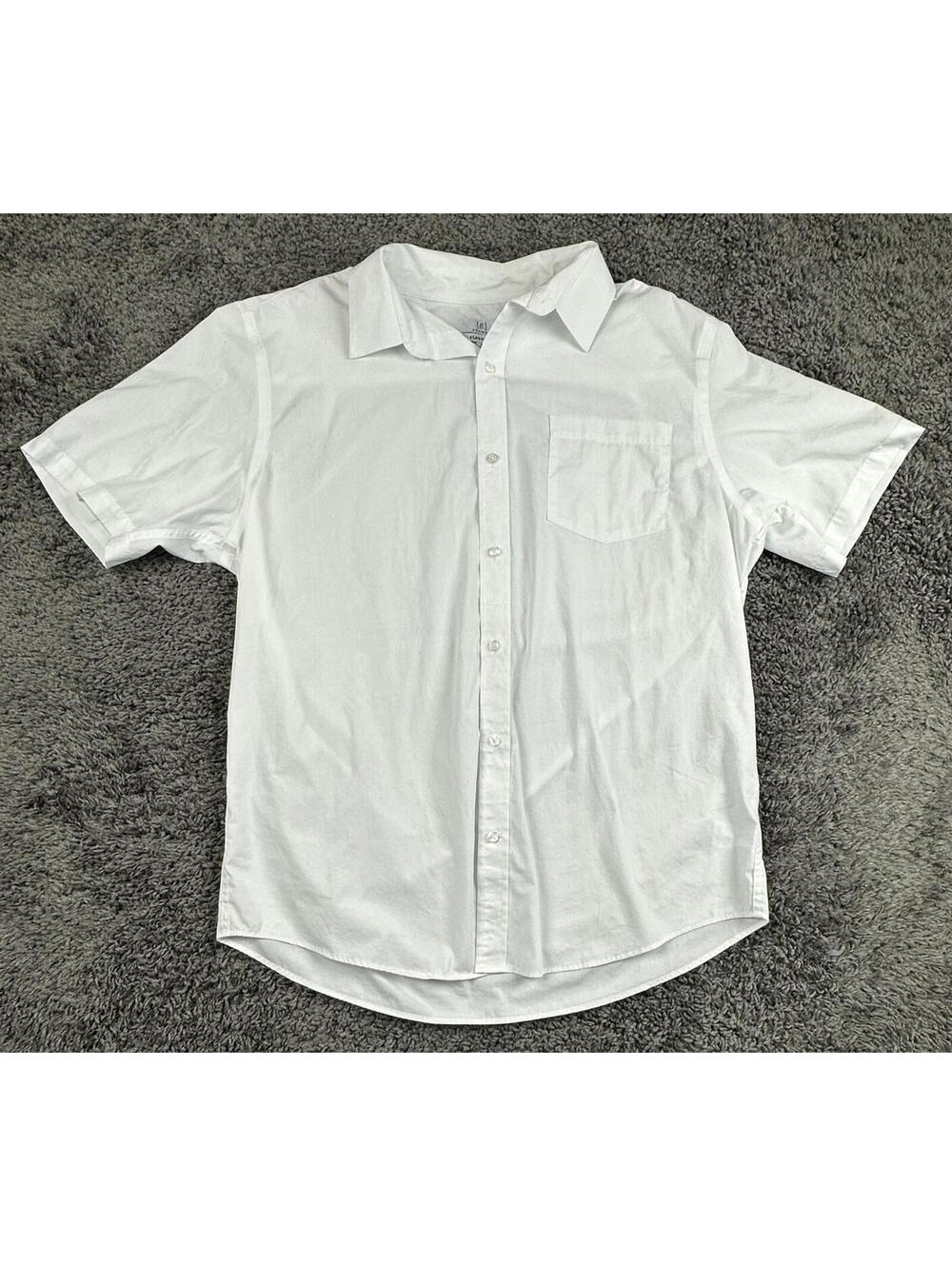 George Mens Dress Shirt White Short Sleeve Classic Fit Cotton Blend Button Up XL